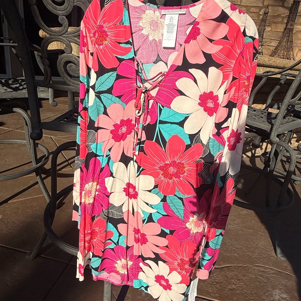 NWT La Blanca Floral Blouse - Pink, Red, and Green